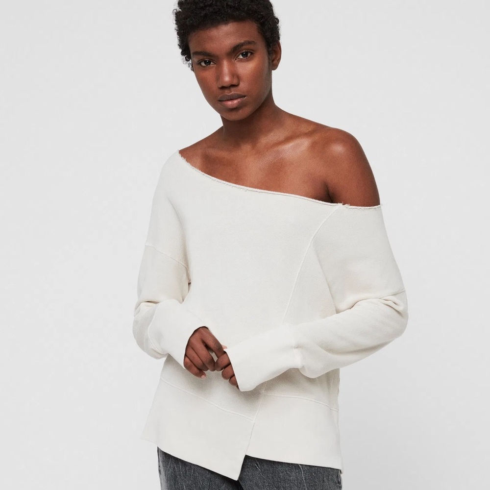 All Saints Oversized Off the Shoulder Sweater Top